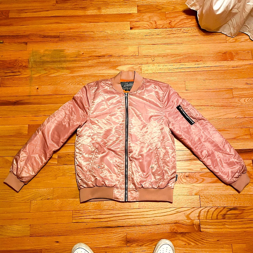Men’s Pink Bomber Jacket, Size M